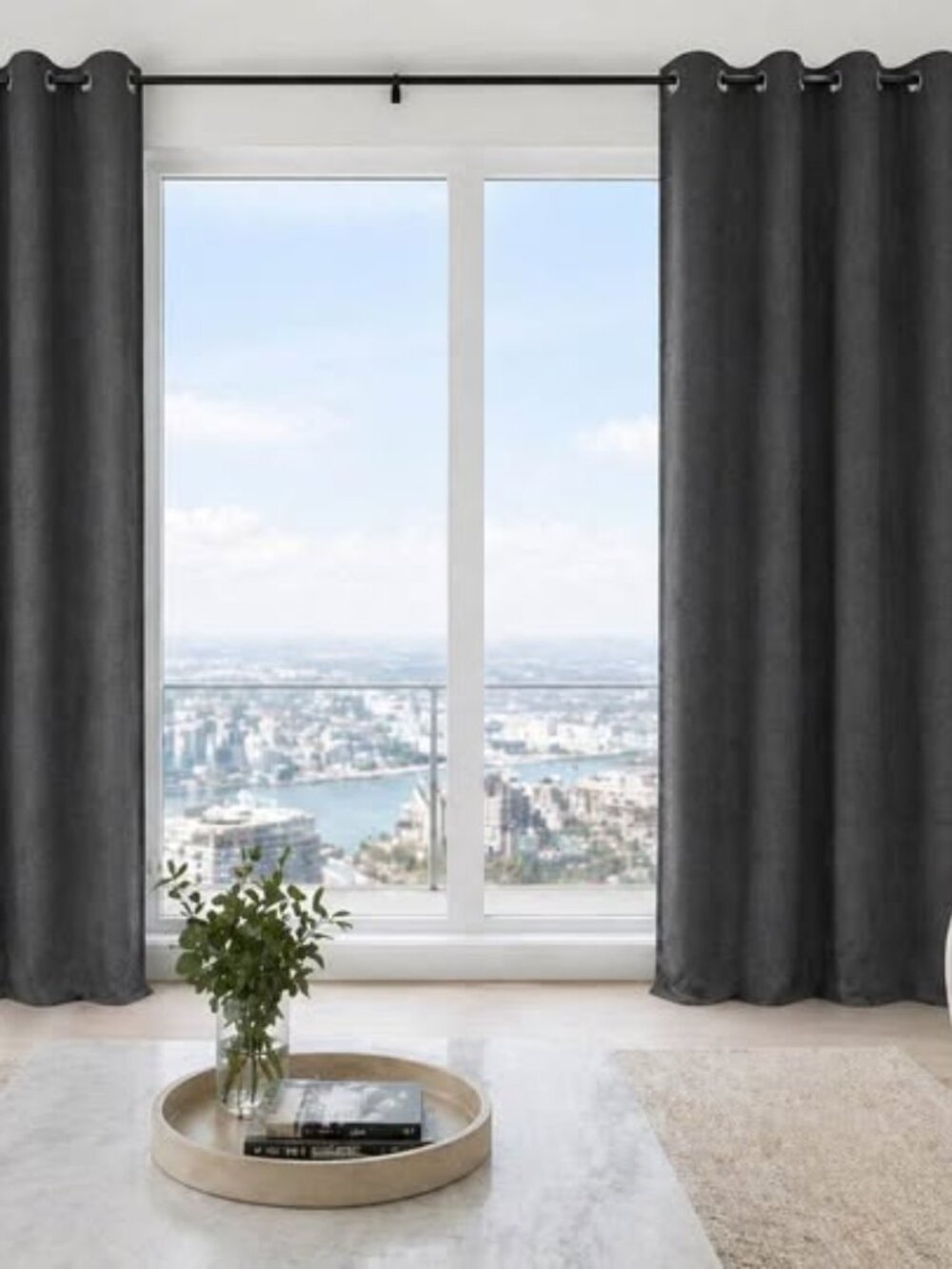 🖤 Modern Grey Blackout Curtains – Set of 2 (52” x 84”) 🖤